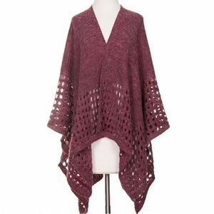Lof Solid Color Crochet‎ Knit Shawl Cover Up New without Tags